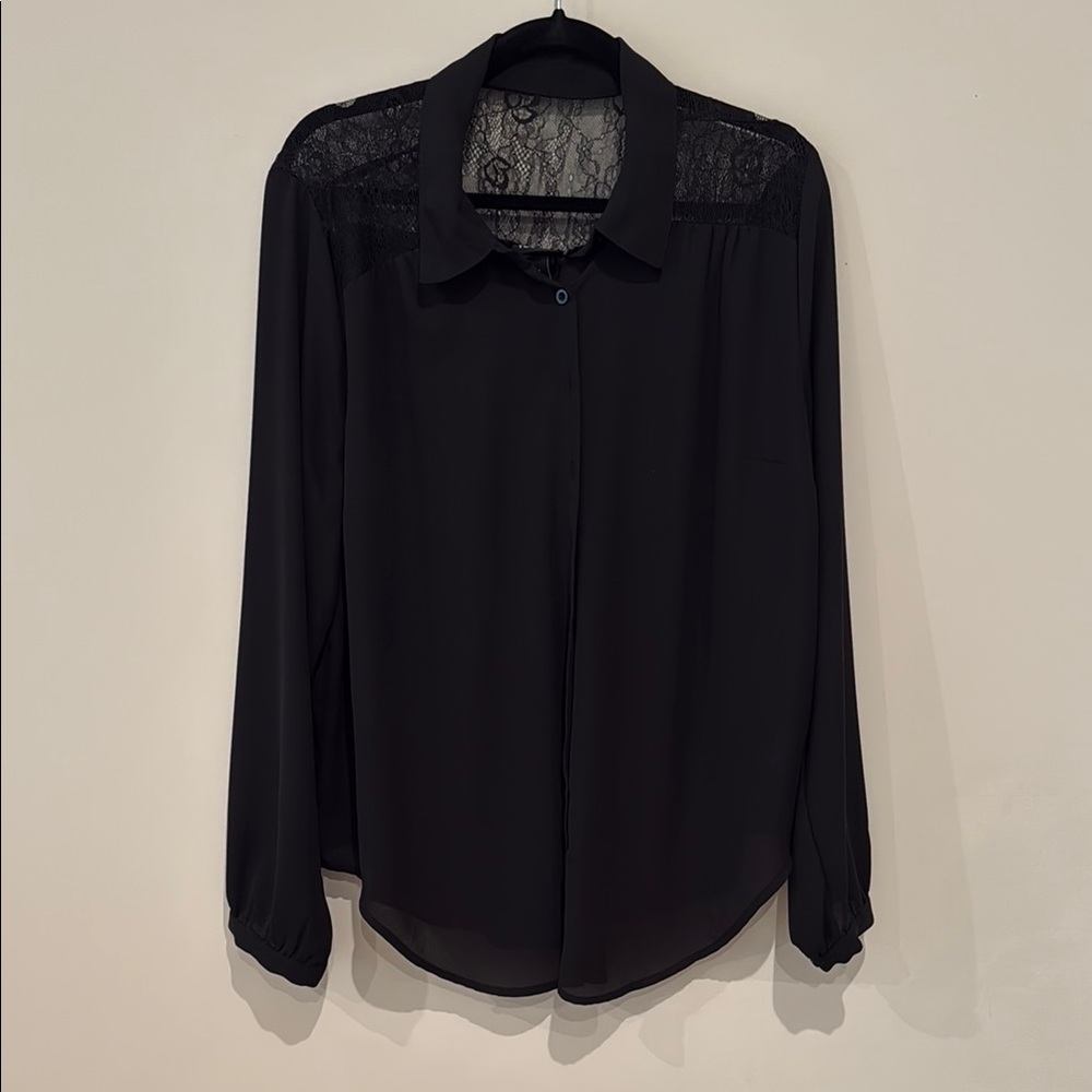 Torrid Black Long Sleeve Collar Blouse